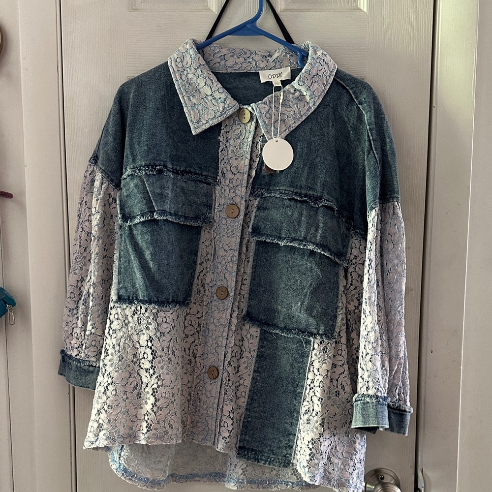 Cider Denim and Lace Contrast Jacket